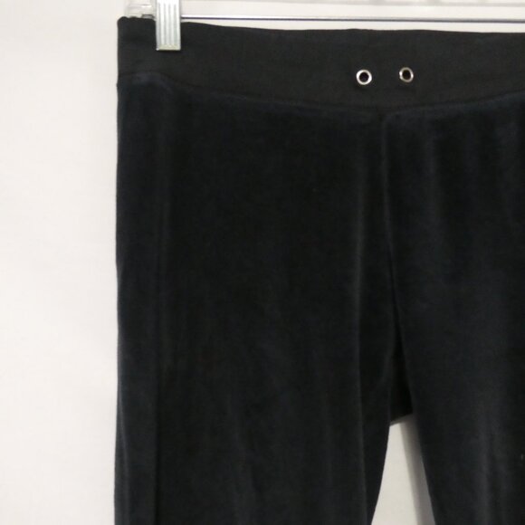 Black Velour Loungewear Bottoms | Bleach Spots On Front Leg | 14 inches measured - Picture 3 of 16